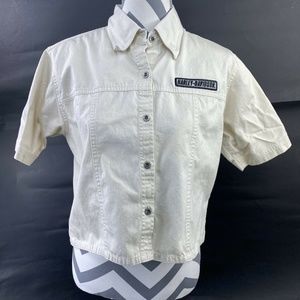 Harley Davidson Button Down Cropped Thick Shirt
